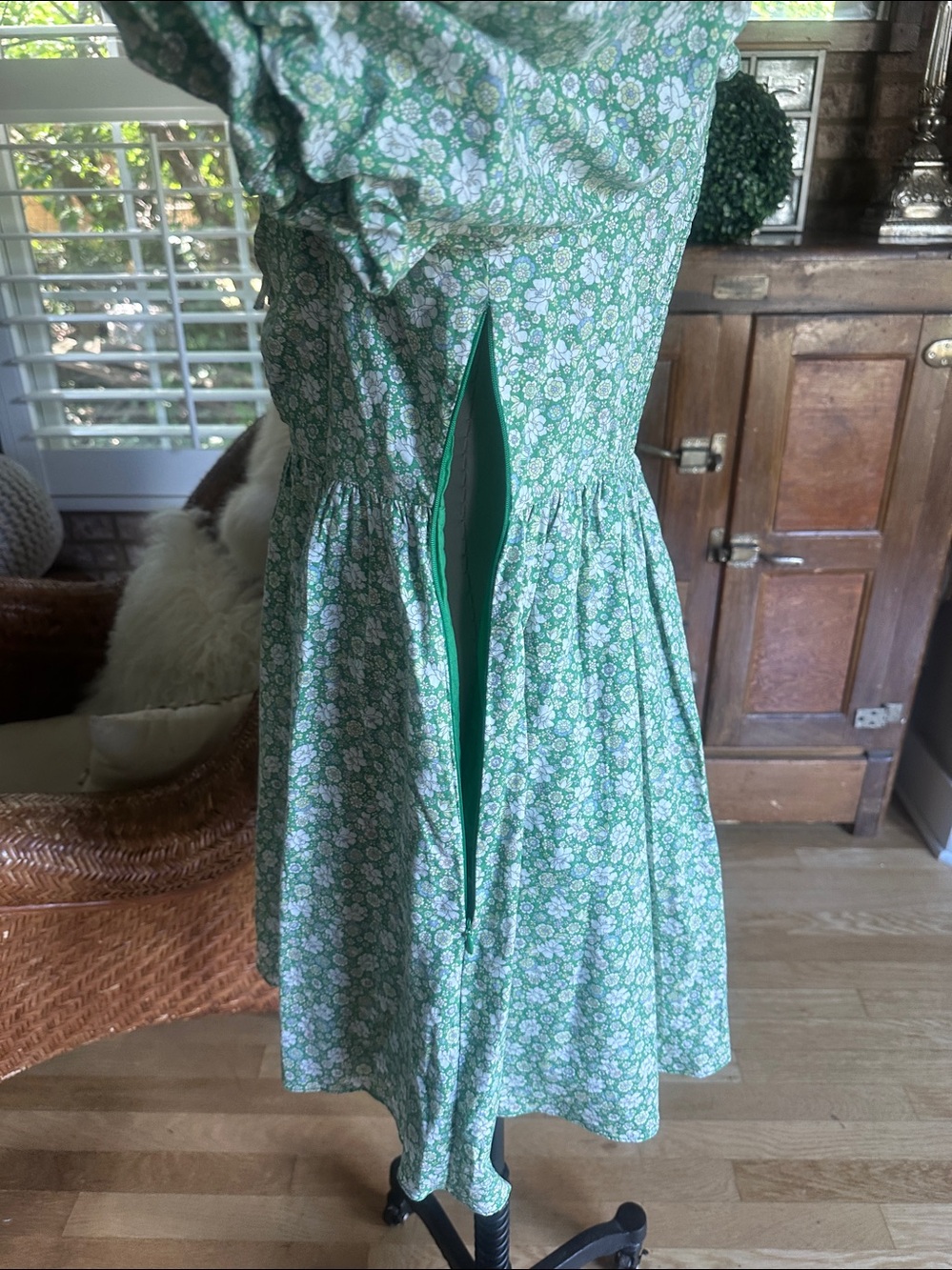 HYACYNTH HOUSE GREEN & WHITE DRESS LARGE - Picture 5 of 13